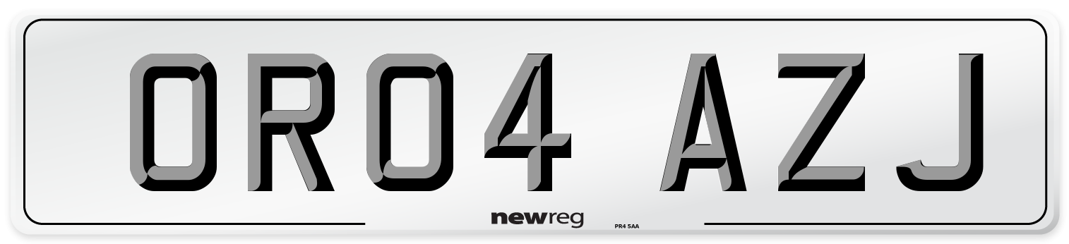 OR04 AZJ Number Plate from New Reg